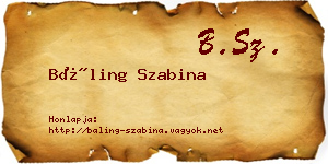 Báling Szabina névjegykártya