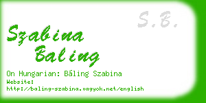 szabina baling business card